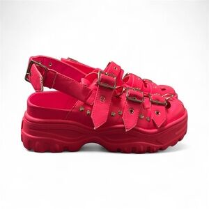 Cape Robbin Bold Pink Buckle Sandals
